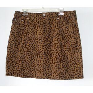 CeCe Leopard Print Brown Mini Skirt Size 14 / 32 Five Pockets Style